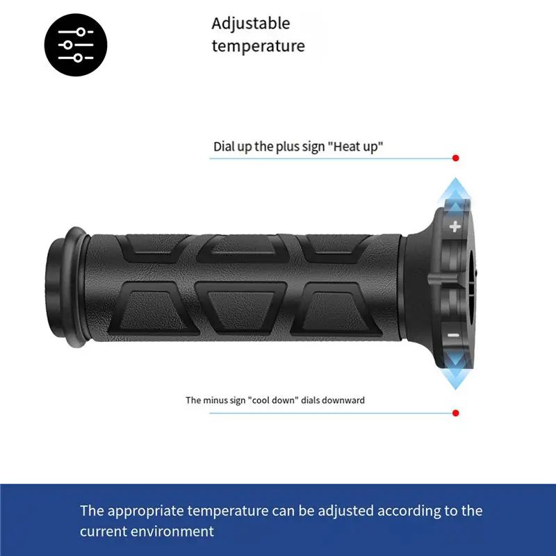 A21F-1 Piece Winter Motorcycle Hand Heated Grips 3 Gear 12V 22Mm Black Plastic For E-Bike Electric Scooter