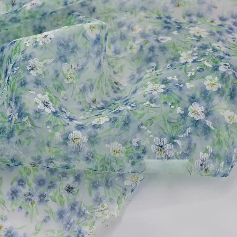

Blue Green Polyester Fabric Handmade DIY Clothing Lightweight Summer Clothing Fabric