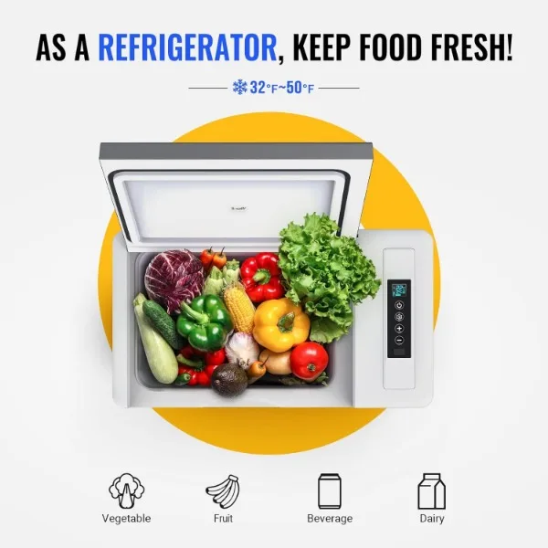 BougeRV 12 Volt Refrigerator 12V Car Fridge 23 Quart Portable Freezer Compressor Cooler 12/24V DC 110~240 Volt AC for Truck Van