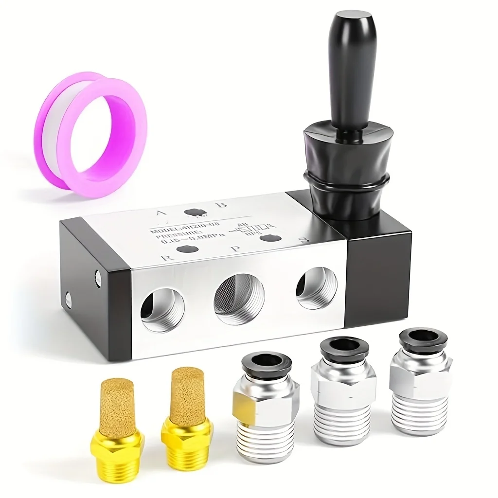 1/4 "npt metal resistente 5 vias 2 posições válvula solenóide manual push pull alça e operação de ar-montagem direta para pneumático