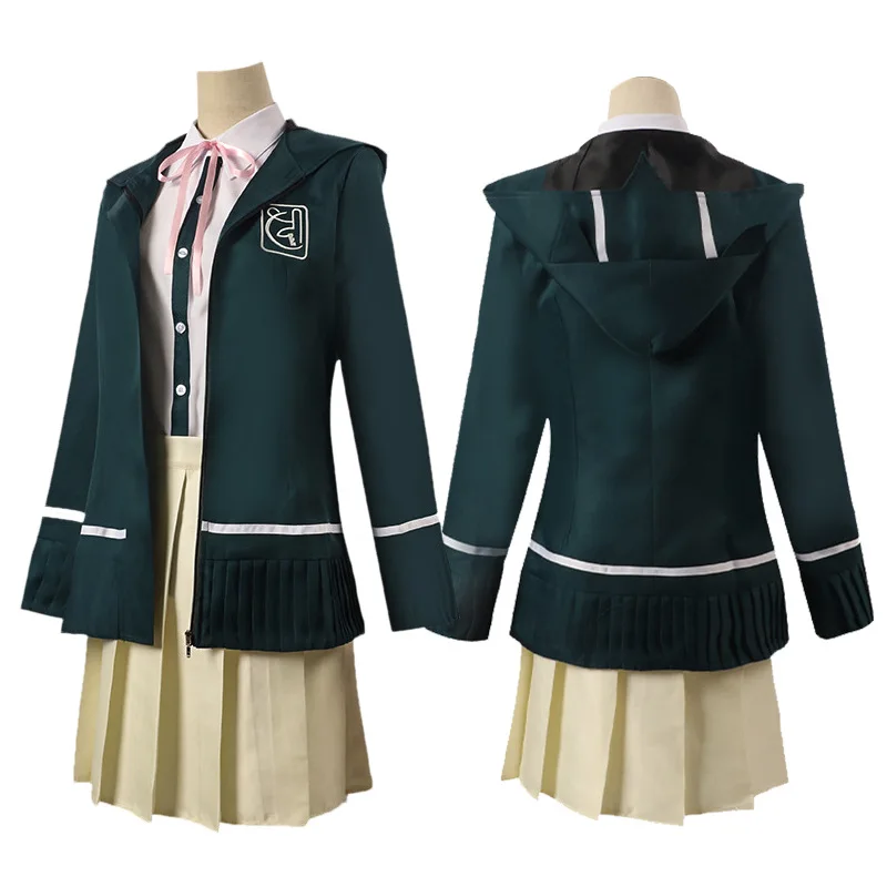 Anime Shot on Breaking 2 Characters Seven Seas Chiqiu Cos Suit Green Hooded Cosplay Costume Jk Uniform Wig for Adult