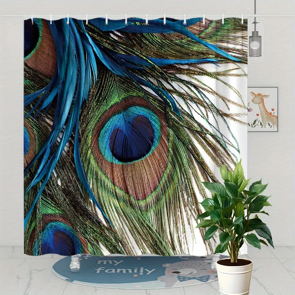 

Ярко цветная занавеска для душа с павлиньими перьями, моющаяся грязеотталкивающая насадка для душа, водонепроницаемая полиэстеровая занавеска для ванны