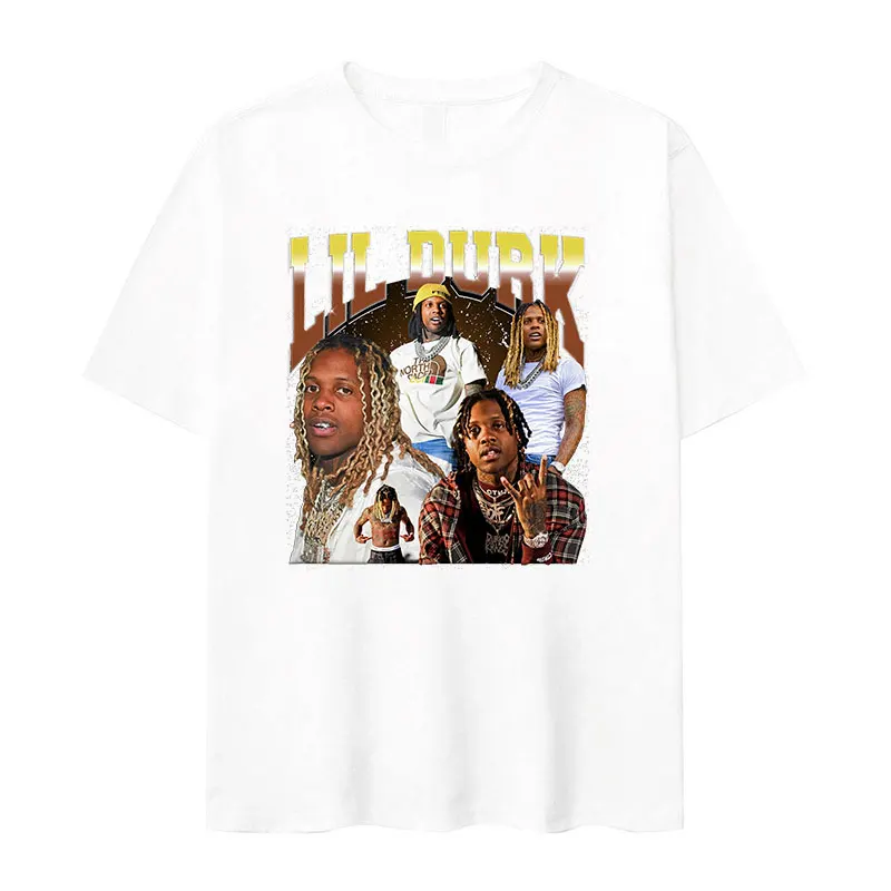 Rapper Lil Durk Graphic T Shirt 90s Men's Vintage Hip Hop Gothic Short Sleeve T-shirts 100% Cotton Oversized T-shirt Streetwear