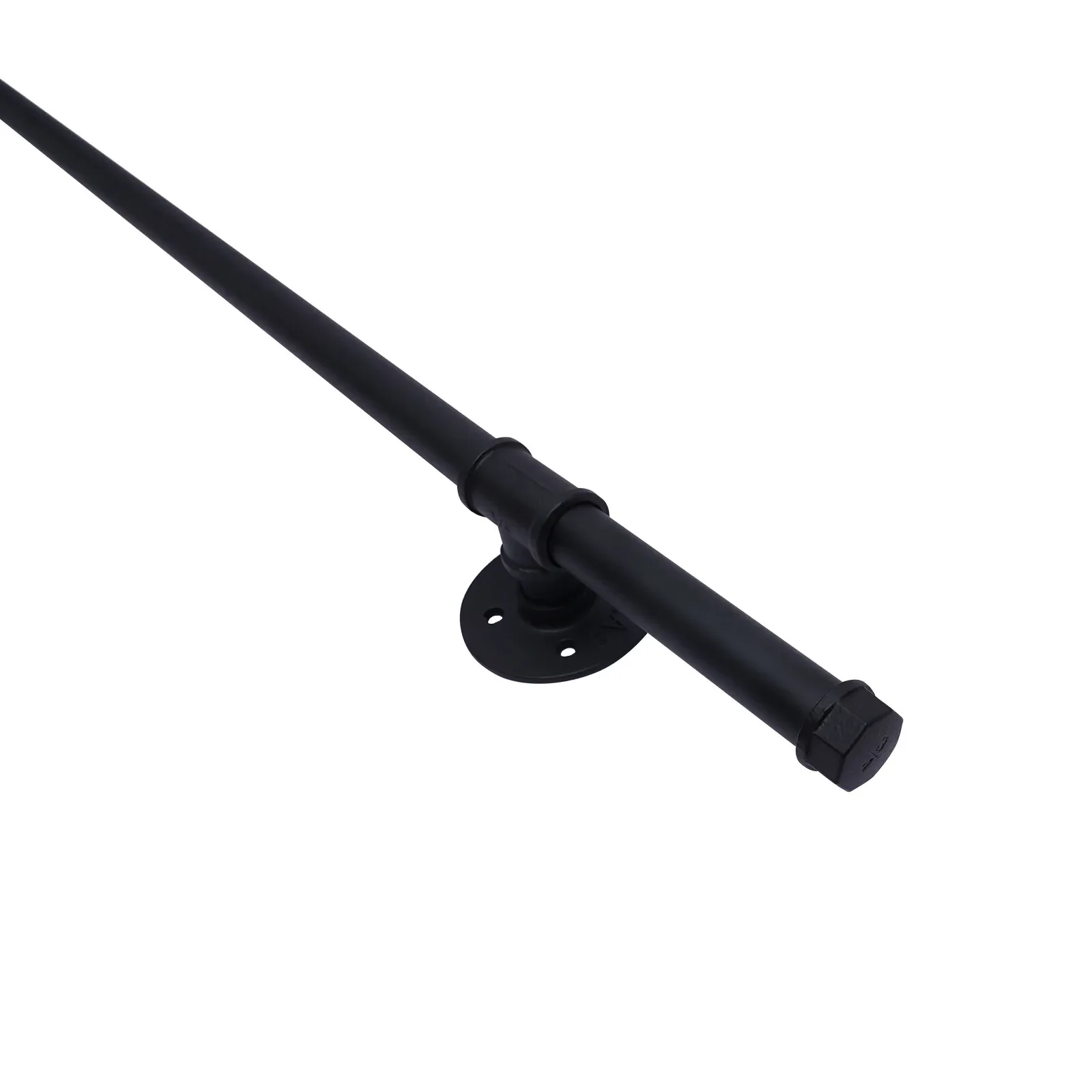 10 FT Staircase Handrail Black with 4 Wall Support Industrial Iron Handrail