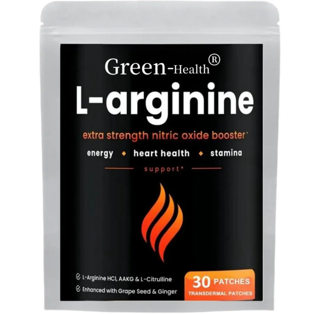 

30 Patches L Arginine Transdermal Patches Enhanced with Grape Seed & Ginger Energy, Blood Flow, Heart Health & Stamina