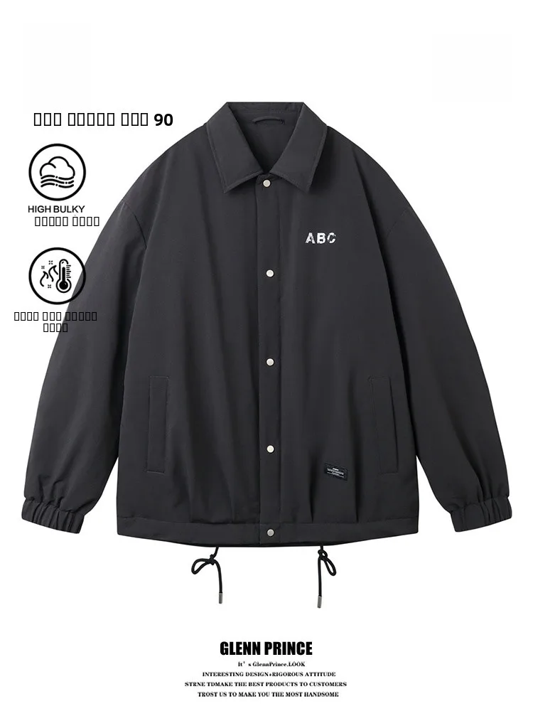 

Мужская винтажная пуховая куртка GPstudio с принтом, свободного кроя, теплая, универсальная, из полиэфирного волокна, для активного отдыха и повседневной носки