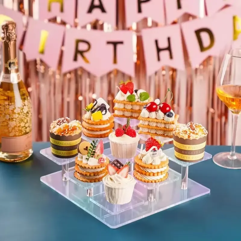 Custom Multi Layer Transparent Acrylic Display Stand For Cake Model Blind Box Dessert Storage Rack Clear Showcase Organizer