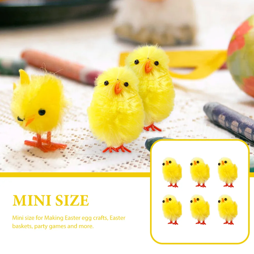 Mini Plush Easter Chicks Furry Baby Chicks Figurine Miniature Farm Animals Figure Cake Toppers Decor Easter Party Basket Filler