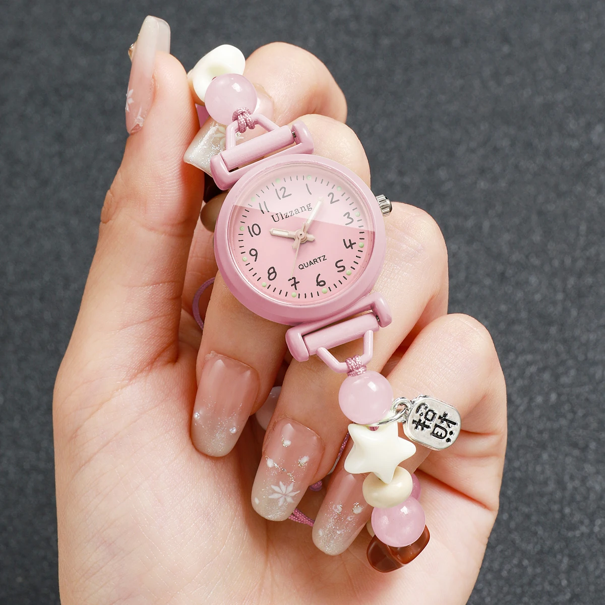 ファッションピンクアラビア文字盤女性腕時計女子学生ビーズスト - Jewelry Making Watches のレビューと価格
