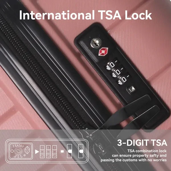 3피스 핑크 하드쉘 스피너 여행가방 세트, TSA 잠금장치 포함, 비즈니스 여행용 경량 (20'/24'/28')