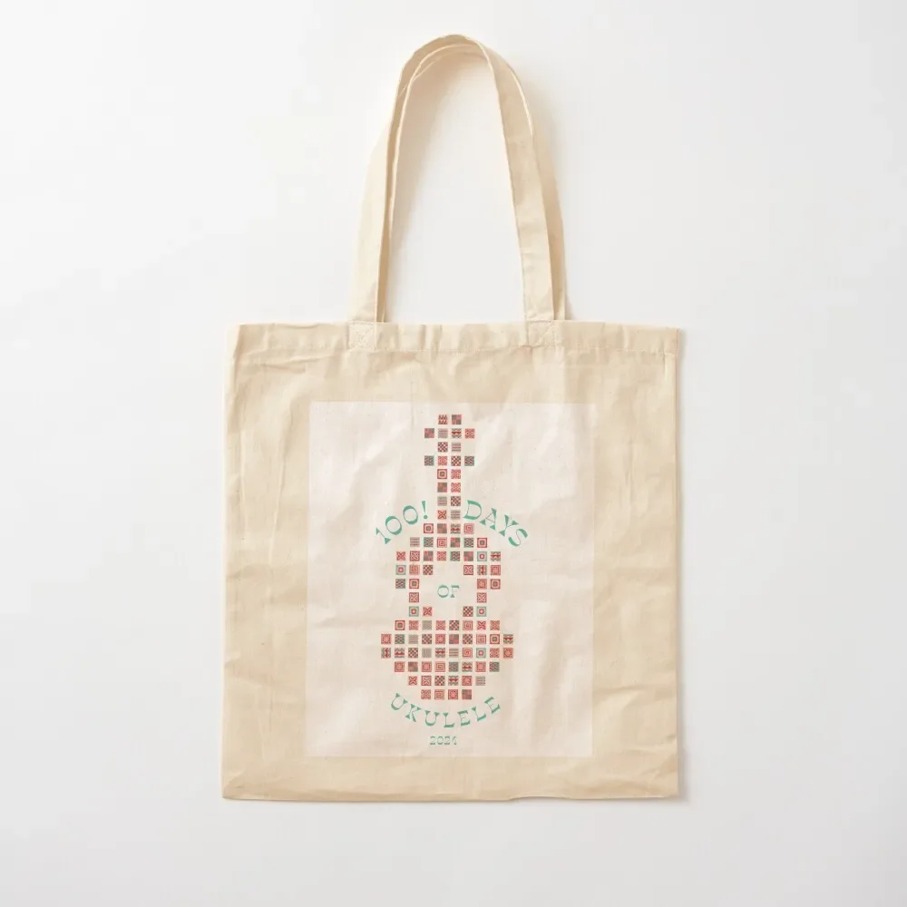 

2024 Calendar Blocks 2: Reds (recommended: print on white) - 100 Days of Ukulele Tote Bag custom fabric bag Tote Bag