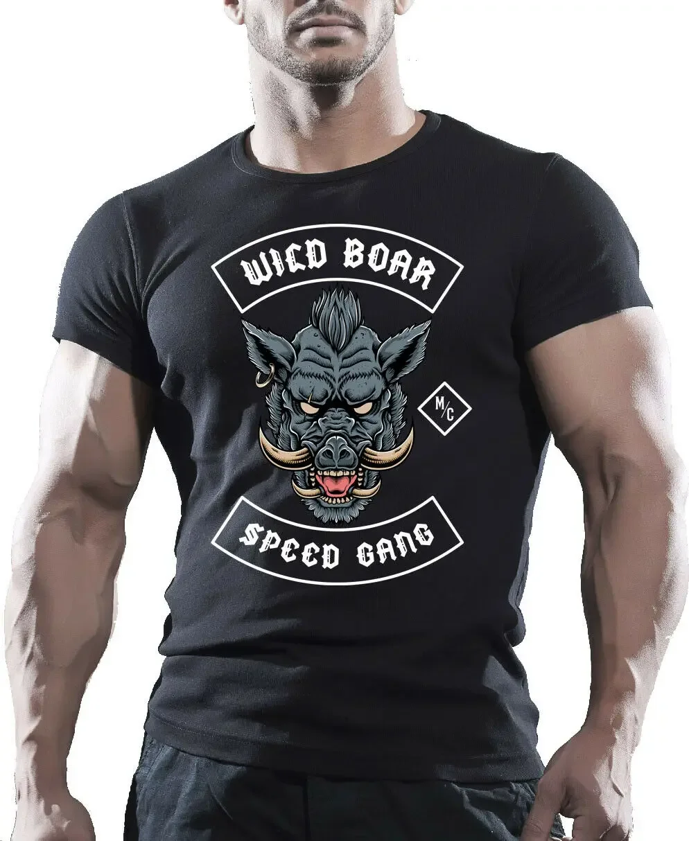 

Wild Boar Speed Gang Motorbike Biker American Motorcycles Rider T-Shirt Summer Cotton O-Neck Short Sleeve Mens T Shirt New S-3XL