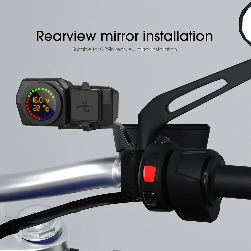 Versatile Waterproof Motorcycle Charger with Voltmeter Temperature Display and High Quality Materials for Reliable Power