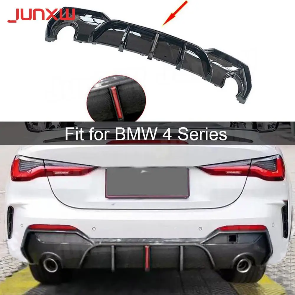 

Carbon Look Gloss Black Rear Bumper Lip Diffuser For BMW 4 Series G22 G23 Coupe 2021 + With LED Light Bodykits Accessories