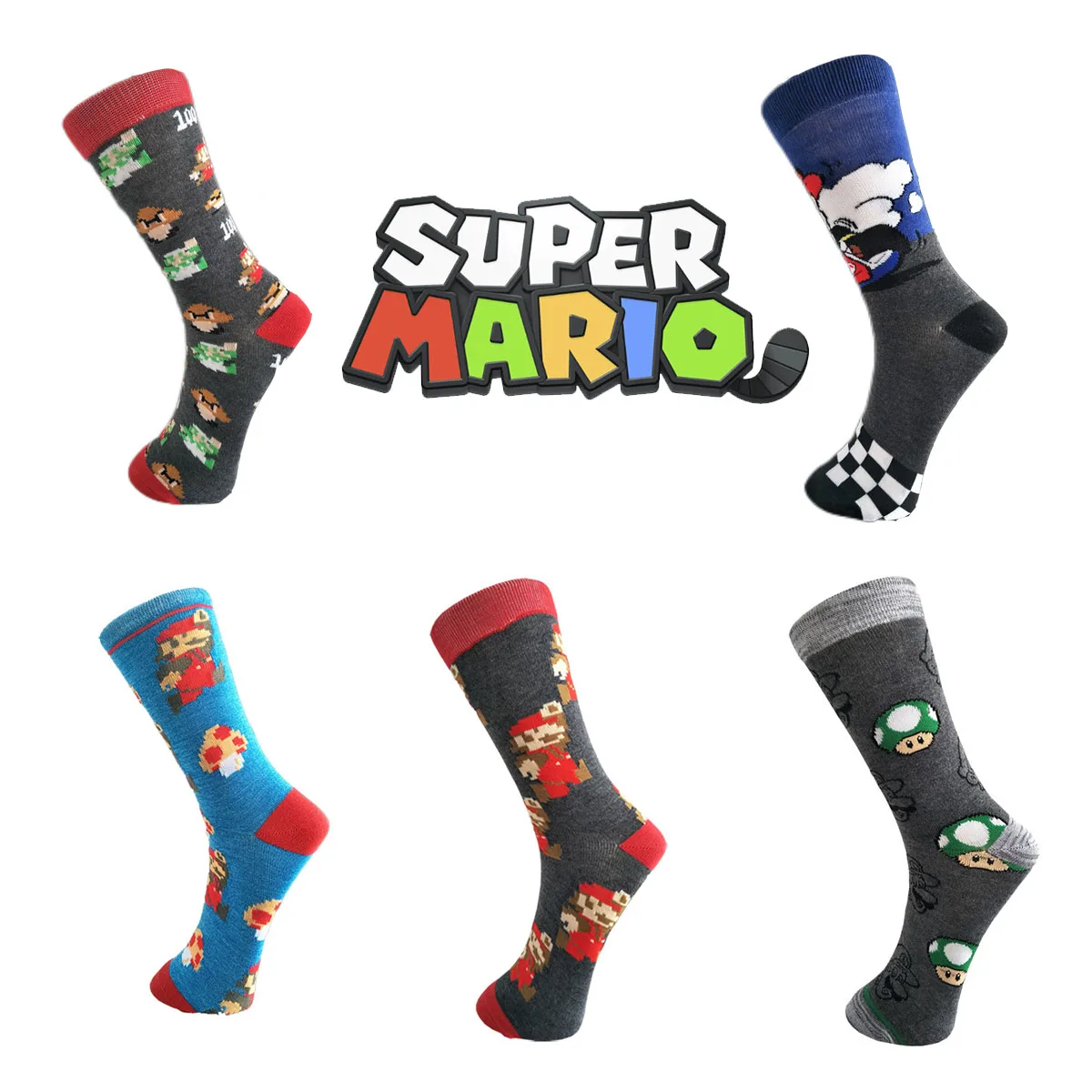 

New Super Mario Series Mid Tube Socks One Size Adults Casual Men Women Sports Socks Sweat-absorbing Comfort Cosplay Socks Gifts