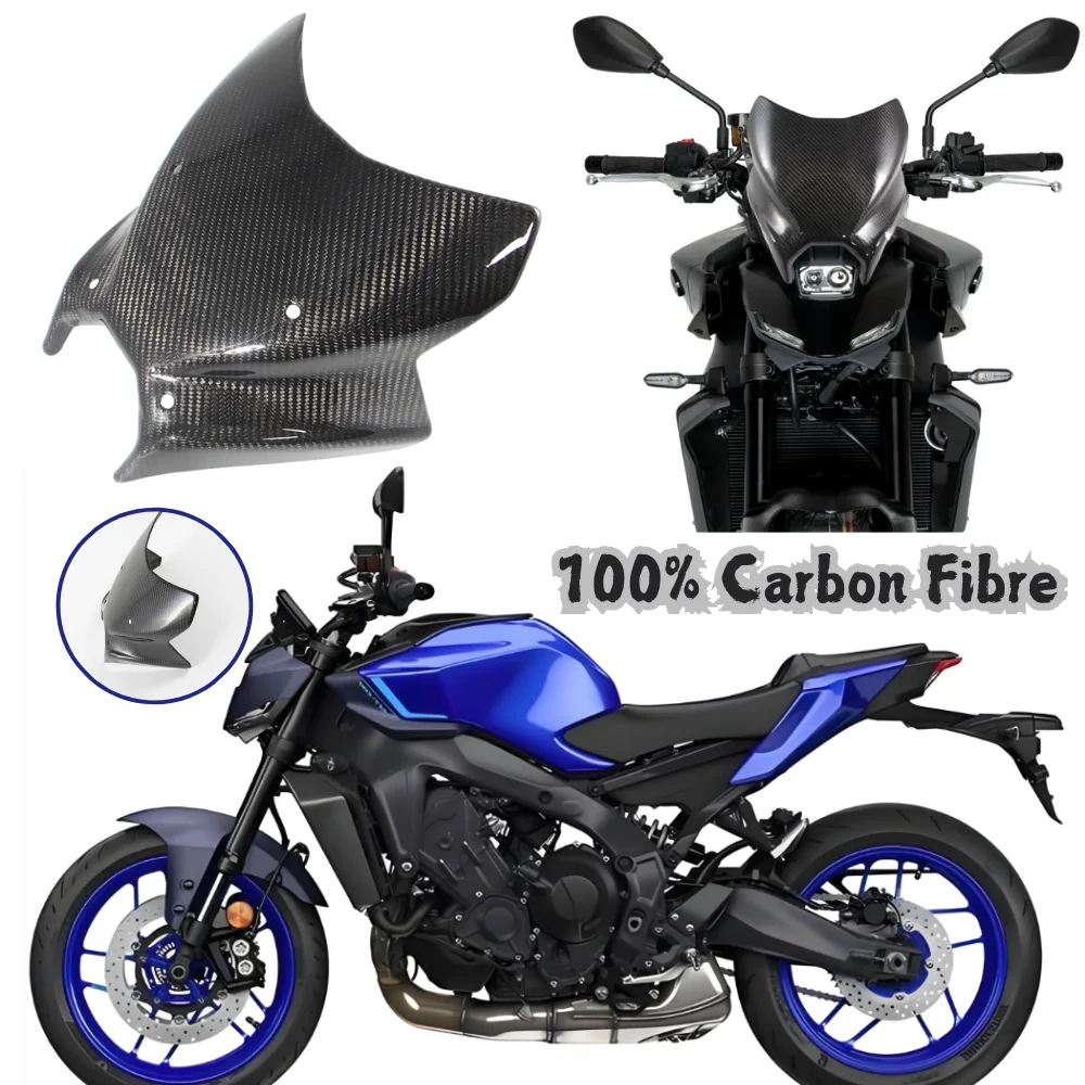 For New MT-09 MT09 2024 2025 Motorcycle Touring Carbon Fibre Windshield Visor Double Bubble Windscreen Deflector