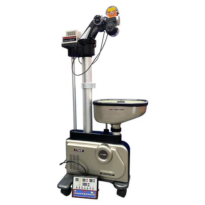 Y&T V989-2019 آلة تقديم بينغبونغ الاحترافية روبوت مثبت على الأرض شريك تدريب أوتوماتيكي بالكامل لتنس الطاولة R