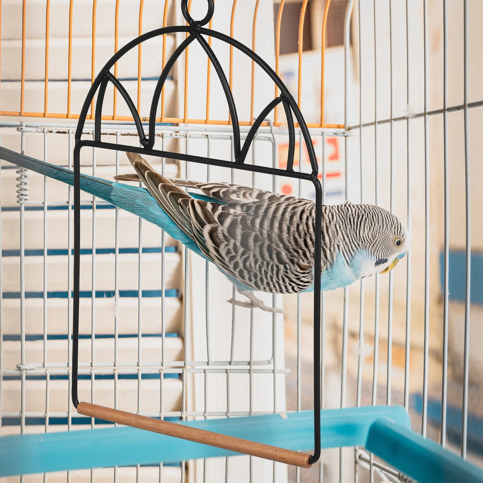 

1pcs Portable Parrot Perch Stand Aesthetic Bird Swing For Garden Balcony Hummingbird Perch Hanging Bird Cage Accessories