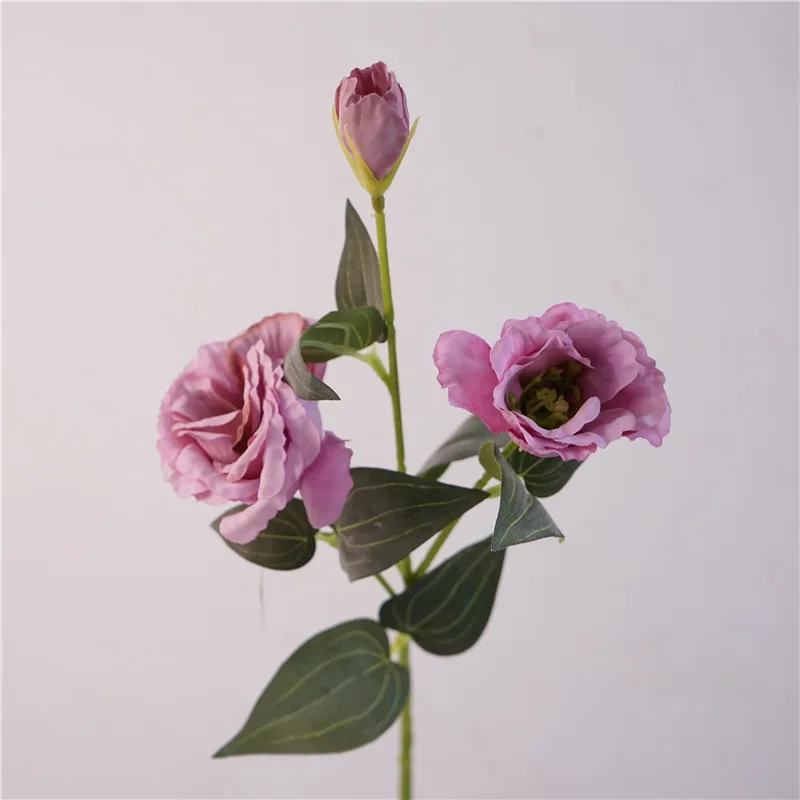 3 Heads Artificial Platycodon Silk Flower Decorative Garden Wedding Background Eustoma Home Decor Fake Flowers Accessories