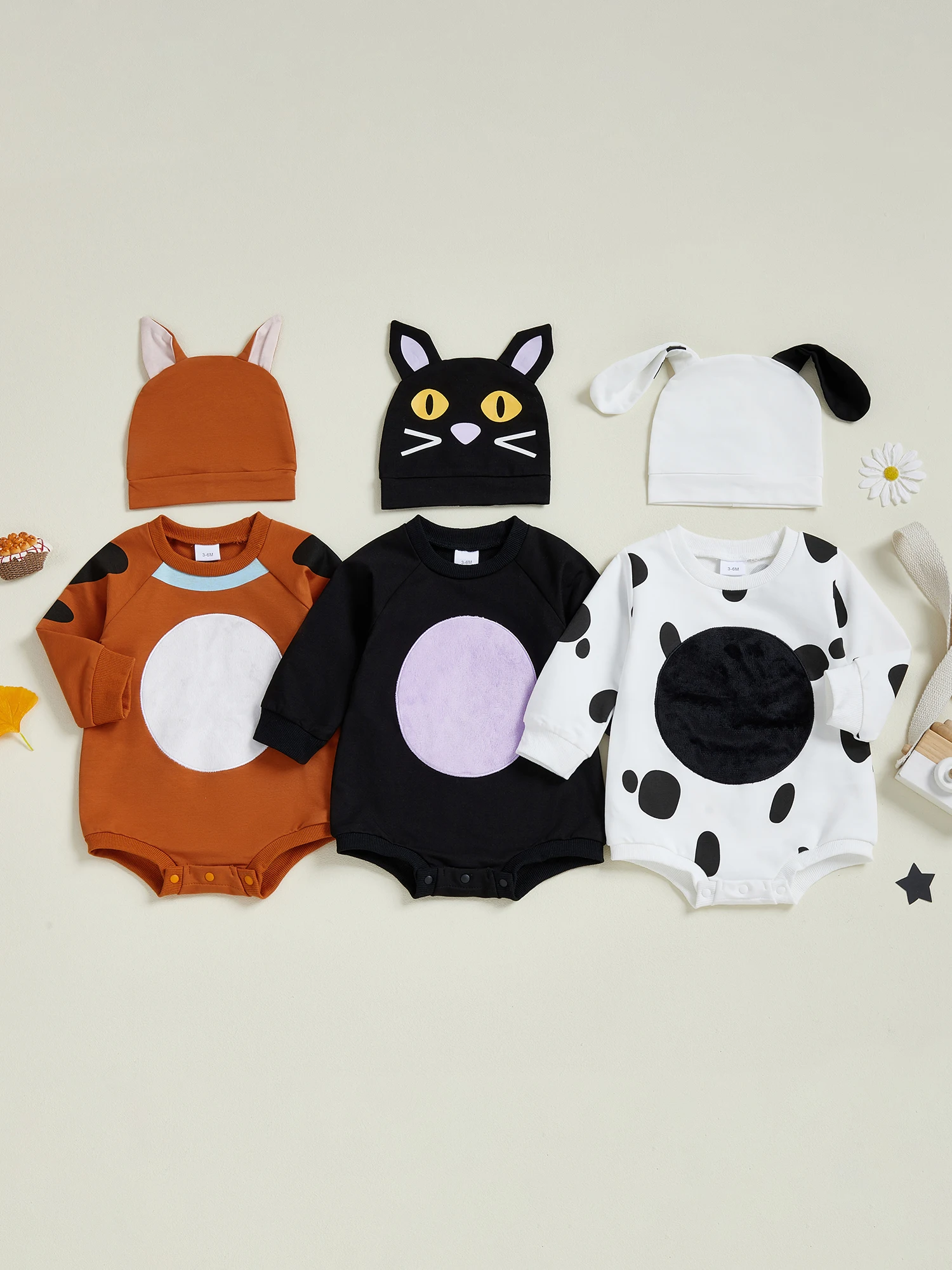 

Милый рождественский костюм оленя для малышей, комбинезон с длинными рукавами и круглым вырезом, шляпа с рогами, праздничный праздничный наряд для детей