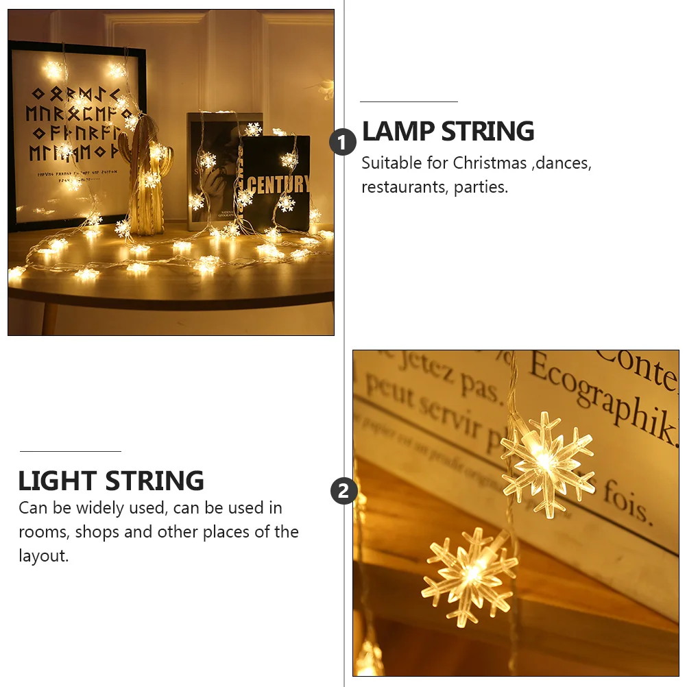 

1Pcs Snowflake LED Lamp String Xmas Light String Safe Eyes Body Suitable Various Places Christmas Tree Ornament