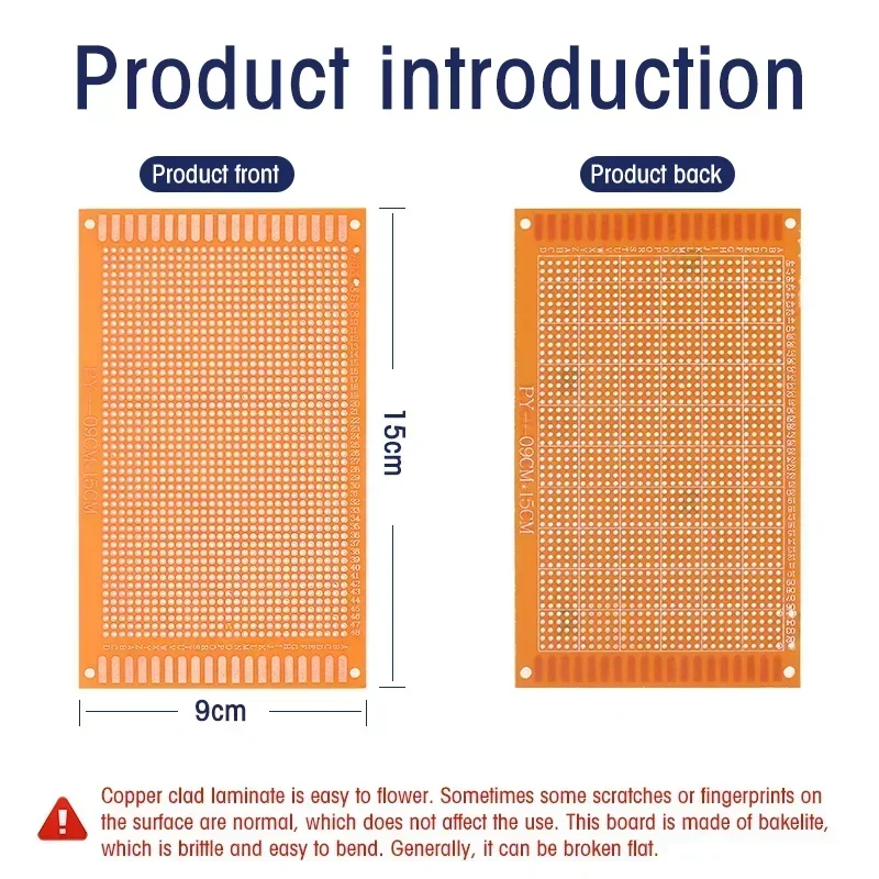 5/10PCS Single Sided Yellow PCB Prototype Board Kit 3 Sizes 5x7cm 7x9cm 9x15cm DIY PCB Board Universal Breadboard