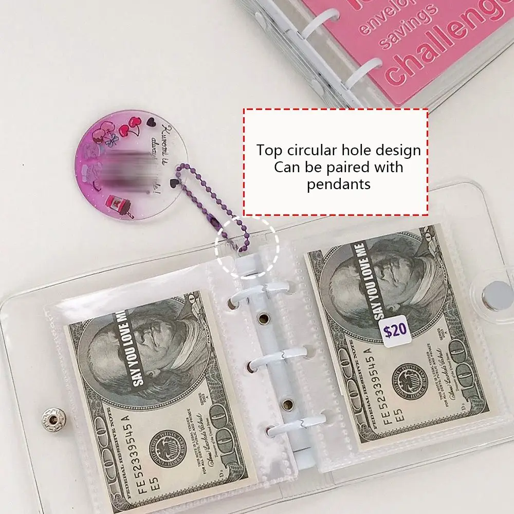 เครื่องผูกขนาดเล็กประหยัดเงินแบบท้าทายประหยัดเงินสมุดใบหลวมใช้ซ้ำได้พร้อมซองเก็บเงินสด