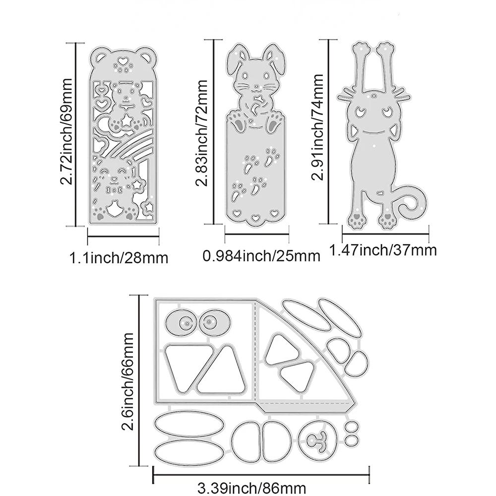 Animal Metal Cutting Dies Stencils Panda Bear Rabbit Cat Die Cutters for DIY Scrapbooking Christmas Card Making Album Decoration