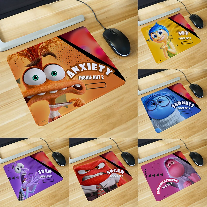 Disney Inside Out Cartoon Mouse Pad Action Figures Toys Anxiety Joy Fear Anger Cute Non-slip Esports Gaming Mouse Mat Kids Gifts