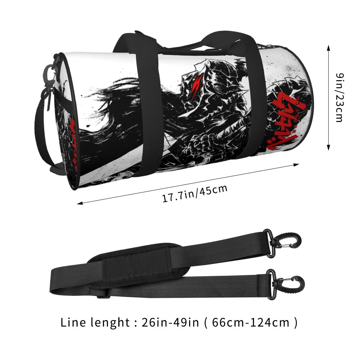 Japanese Manga Bereserk Printed Sports Bags Fashion Training Gym Bag Large Cute Handbags Couple Printed Weekend Fitness Bag