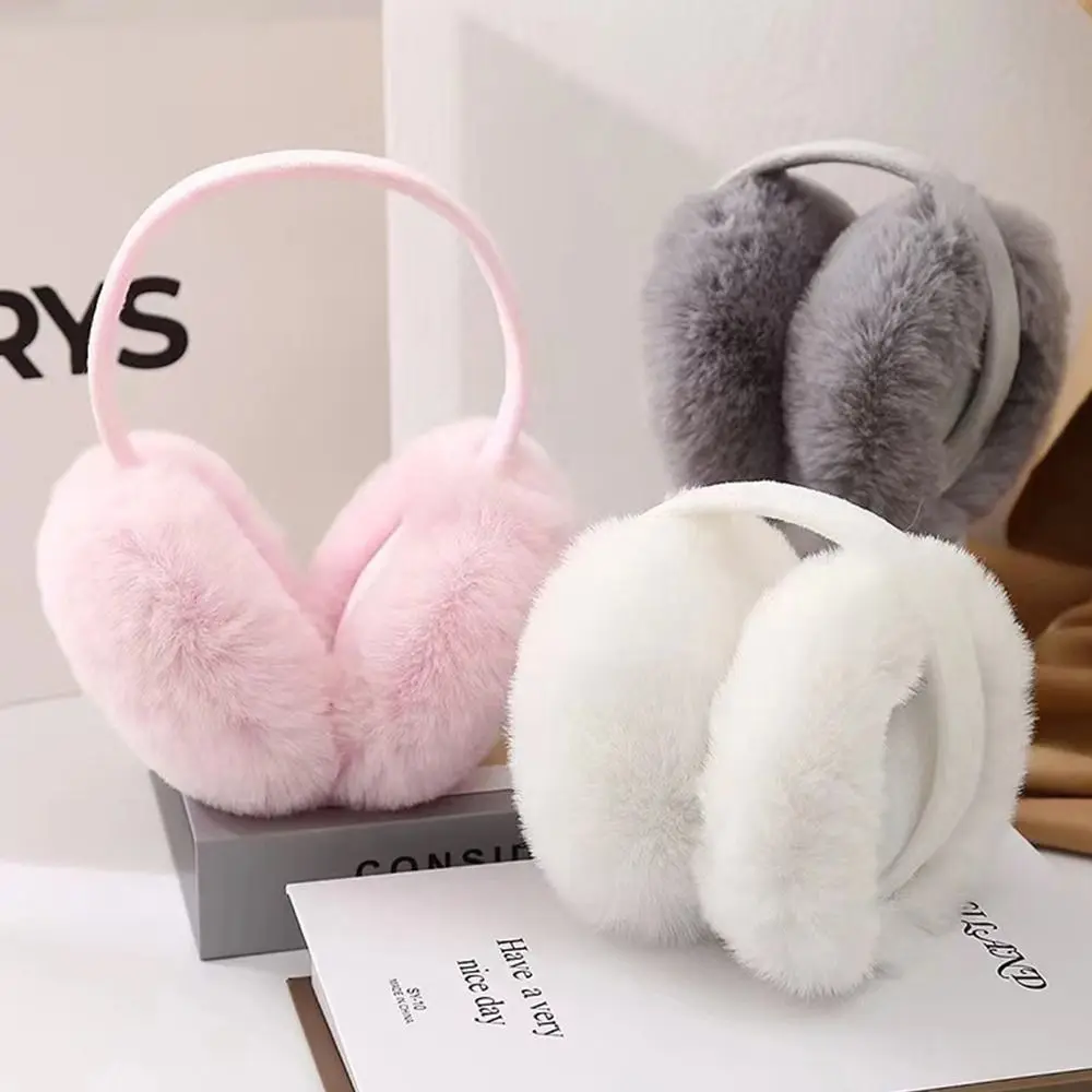 Cute Foldable Warmth Eartips Adjustable Anti Cold Warm Ear Cushions Rabbit Hair Earshield Students