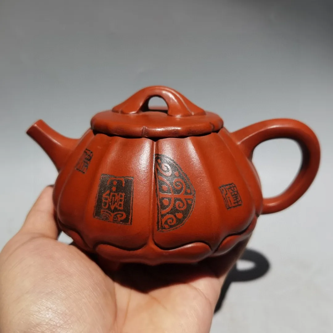 Yixing Purple Clay Pot Old Red Mud Multi sided stone ladle pot Melon shaped pot Kettle Teapot Flagon