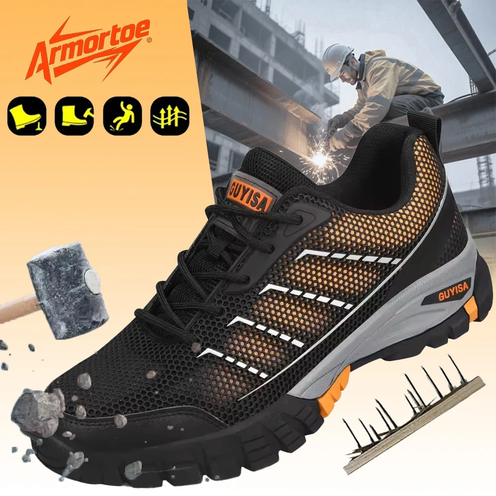 

ArmorToe Steel Head Anti-smash Anti-stabbing Safety Shoes Non-slip Wear-resistant Work Shoes Four Seasons Models #Armor2652