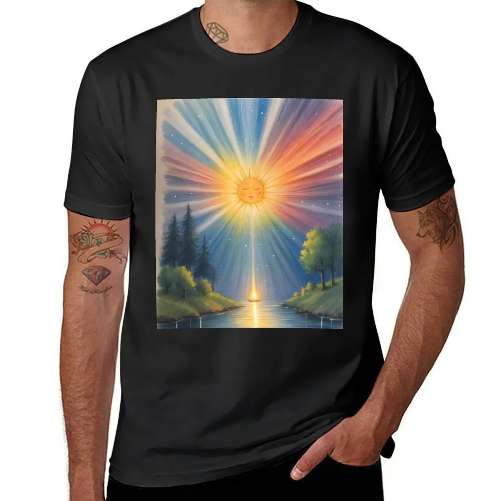 Dawn of Serenity: Celestial Sunrise over Tranquil Waters T-Shirt tops shirts graphic tees oversized t shirt men