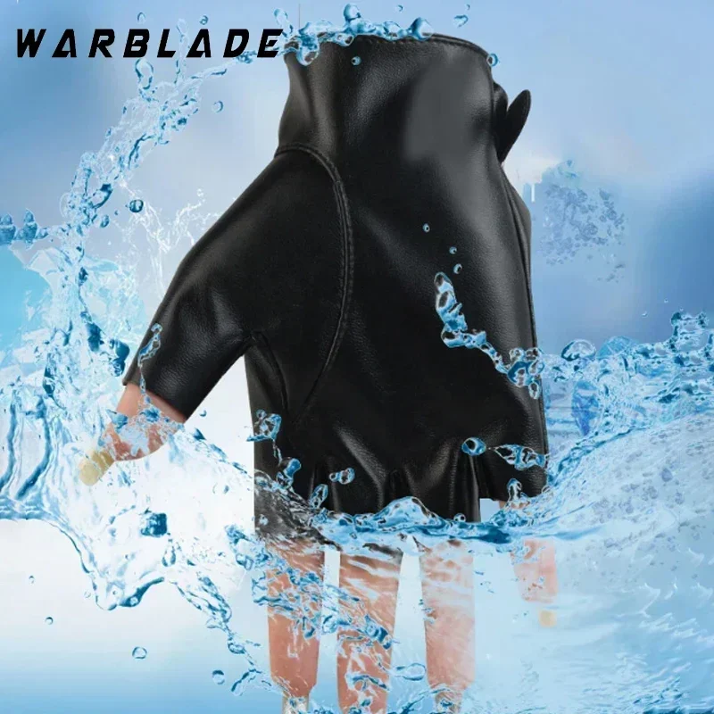 النساء هالوين بولي Leather الجلود مقاوم للماء أصابع قفازات الإناث نصف اصبع القيادة الدراجات موضة جديدة فاسق قفازات قفازات الرقص #6