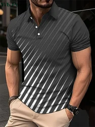 Striped Print Men's Shirts Fashion T shirt Men Simple T-shirts for Men Breathable Men's Clothing Simple Polo Shirt for Men Tops