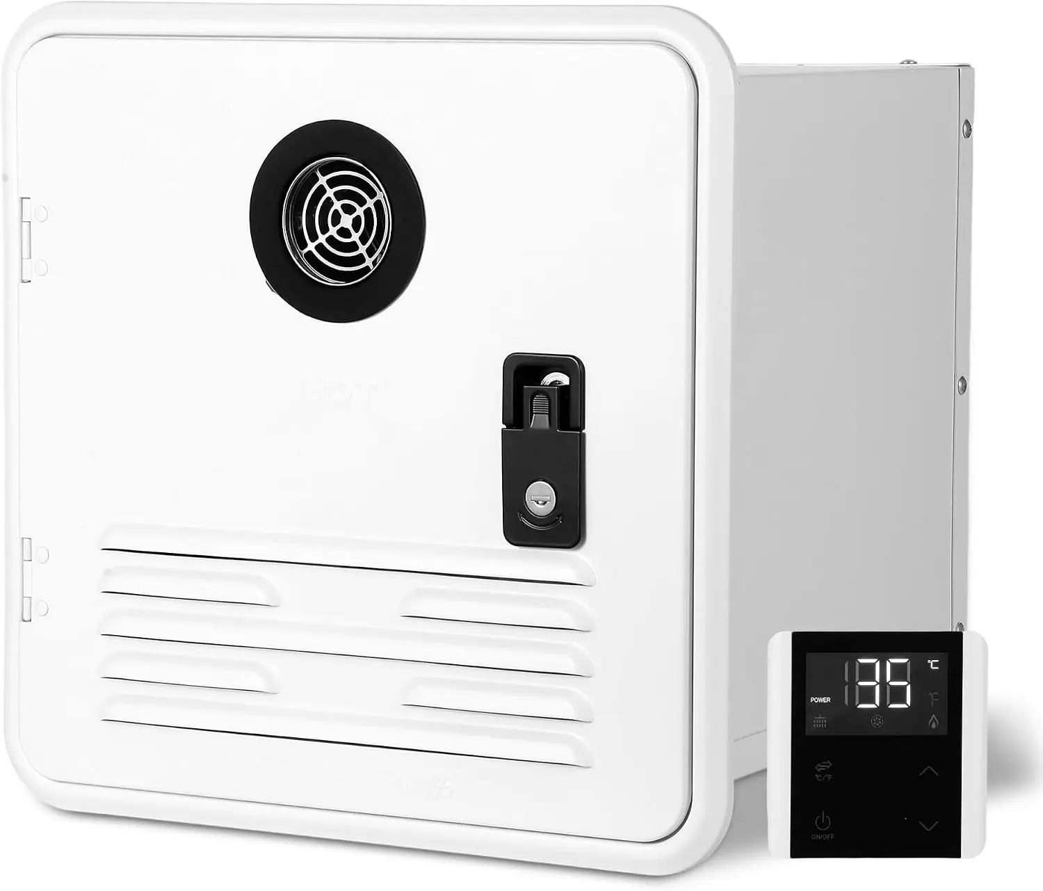 Tacleekii 55,000 BTU RV Tankless Water Heater, 15x15 Inch On-Demand Instant Hot Water System with Remote Control, 12V DC, Compact Design for RVs and Campers, White