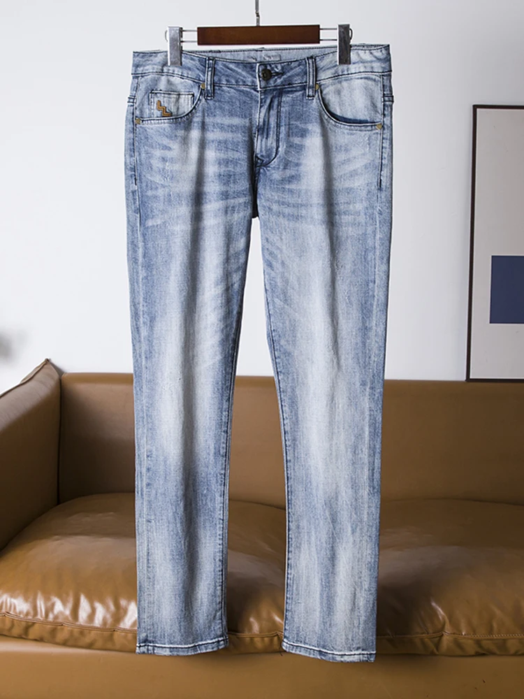 

Youthful Vintage Waed Slim Fit Lightweight Men's Jeans Versatile Casual Straight Leg Zipper Closure Summer Autumn Wear