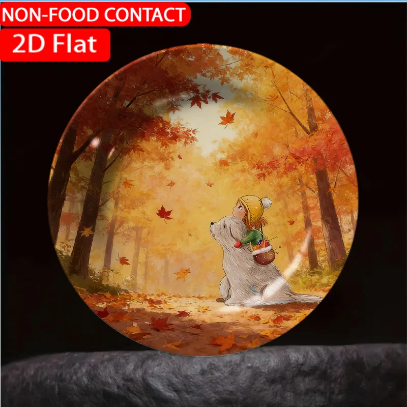 1pc Retro Ceramic Plate with Vintage Dog - Non-Food Contact Suitable for Home Desk Decor, Elegant Table Centerpiece for Living