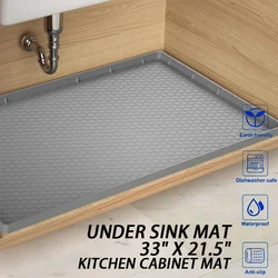 Waterproof Under Sink Mat, Flexible Silicone Cabinet Liner, Kitchen and Bathroom Cabinet Protector for Drips, Leaks, and Spills