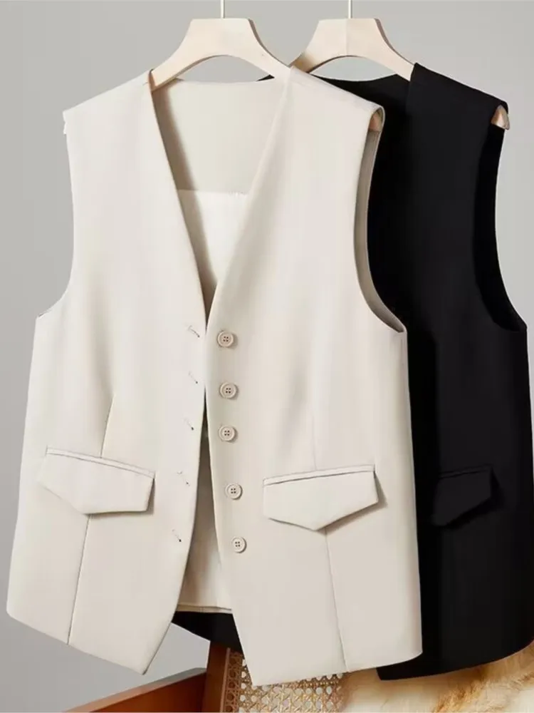 Gilet da abito elegante da donna con scollo a V, gilet da lavoro, gilet senza maniche per bottoni stile pendolari in ufficio Novità in capispalla