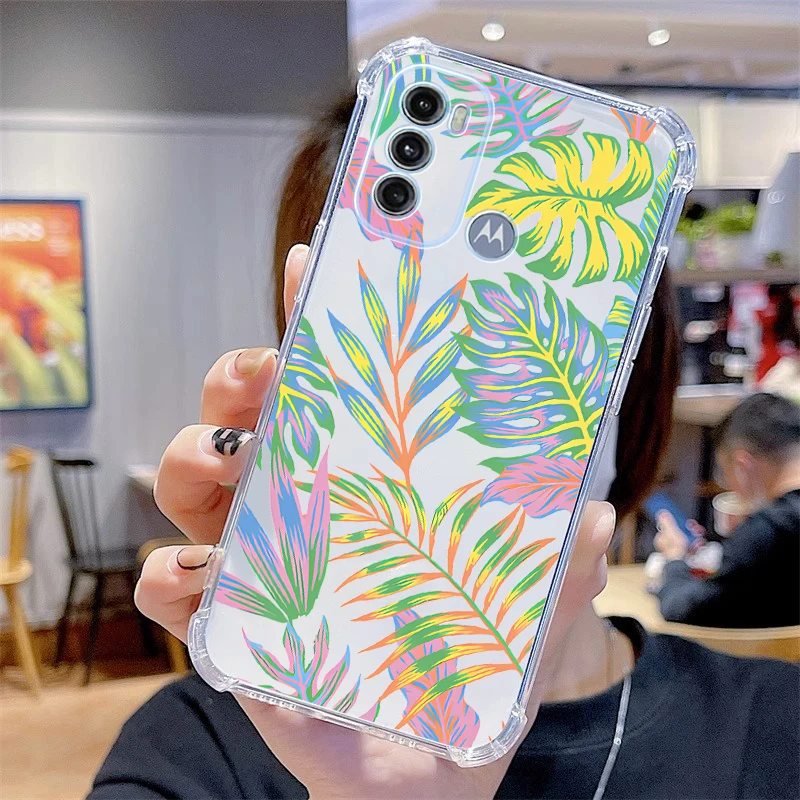 G60 Different Leaves Transparent Phone Case For Motorola Moto G60 G34 G60S G40F G62 G72 G42 G53 G84 G34 G24Power G54 G41 Cover