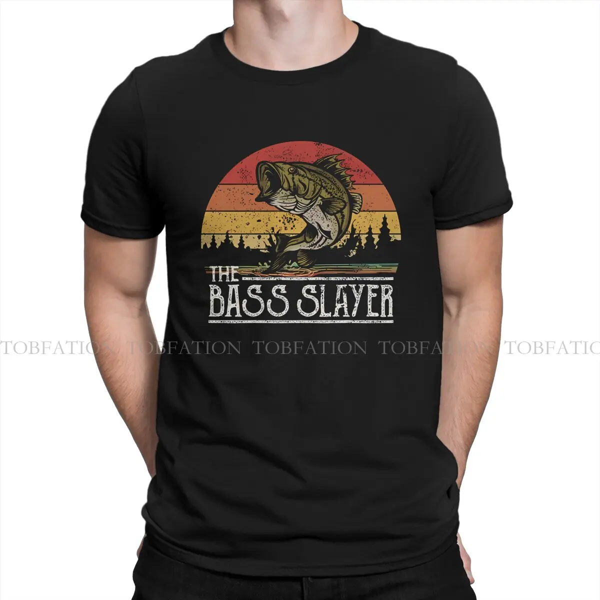 Fishing Lure Original TShirts The Bass Slayer Print Men's T Shirt Hipster Clothing