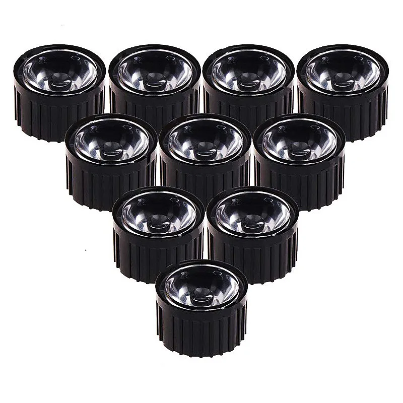 

100pcs 20mm lens for 1W 3W 5W high power LED 8 10 15 30 45 60 90 degrees Flat lens with ABS holder PMMA