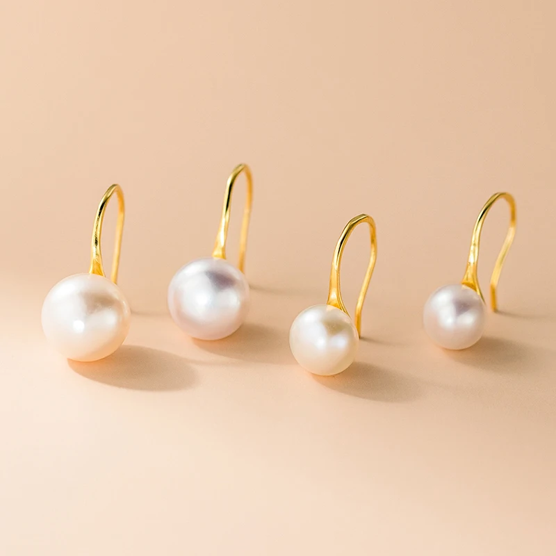 WANTME 925 فضة طبيعي الباروك اللؤلؤ الأذن هوك للنساء موضة بسيطة تصميم فرنسي أقراط مجوهرات اكسسوارات #5