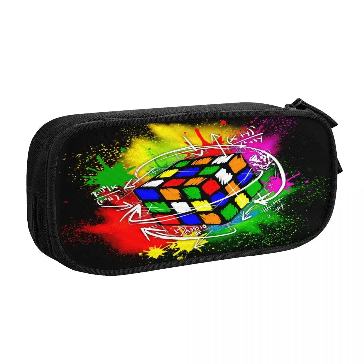 Customized Vintage Rubix Rubiks Math Lover Kawaii Pencil Cases Boys Gilrs Large Capacity Pencil Pouch School Accessories