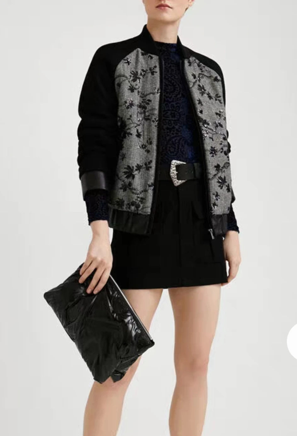 Foreign trade original single Spanish new sequin stand collar motorcycle short woolen jacket