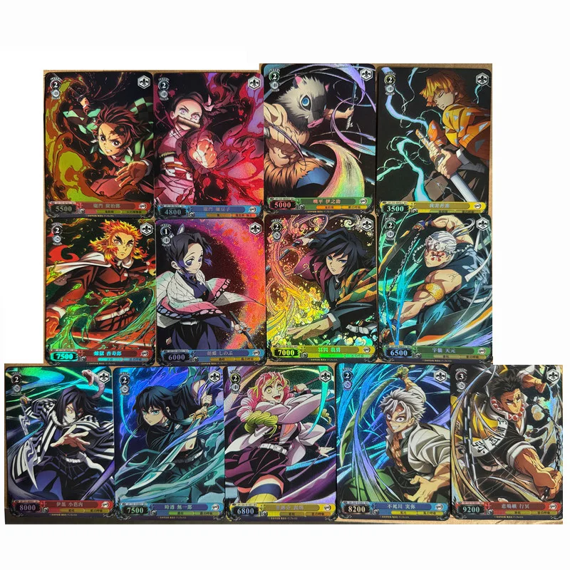 

13pcs/set Demon Slayer Breathing Series Kamado Nezuko DIY self-made Color Flash Card Anime Game Collection Card Gift Toy 63*88mm