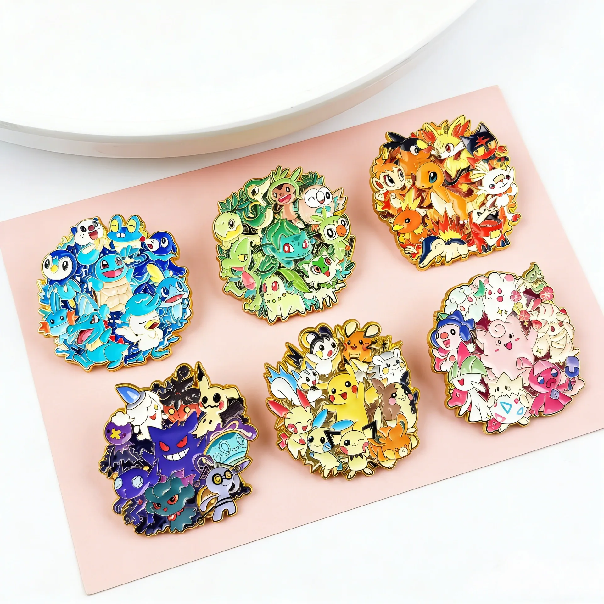 

6pcs for Pokemon Enamel Badges Pins Kawaii Pendant Anime Brooches for Backpack Clothing Lapel Cosplay Toy