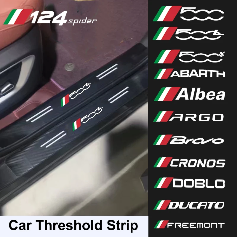 Car Stickers Door Threshold Sill Strips Film for Fiat 124 Spider 500L 500X ABARTH Albea ARGO Bravo CRONOS DOBLO DUCATO FREEMONT